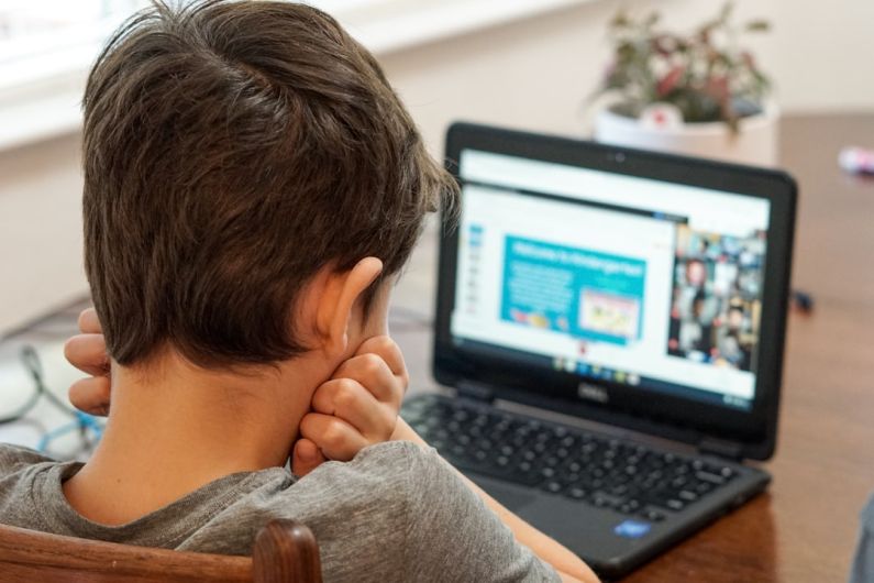 Computer School - boy in gray shirt using black laptop computer