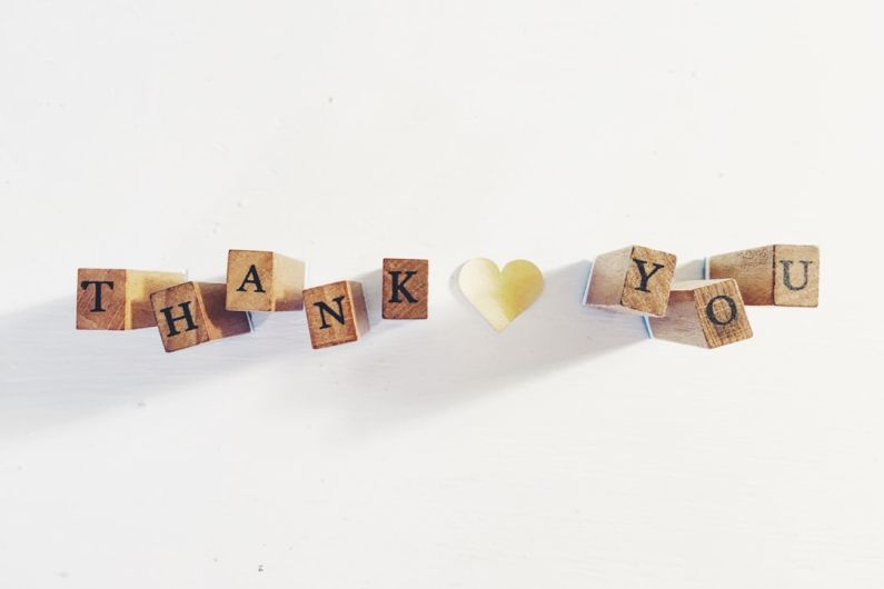 Gratitude - Thank You on wooden blocks