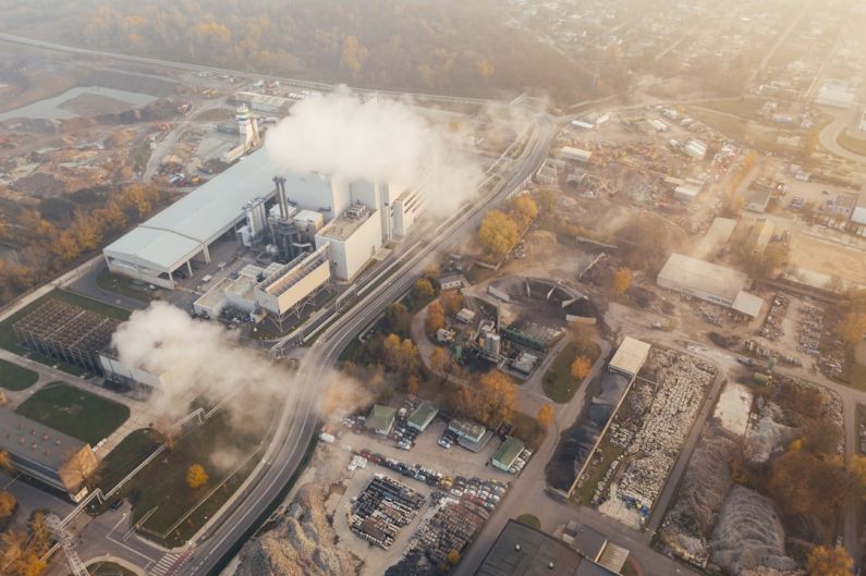 Emissions - white smoke coming out from building